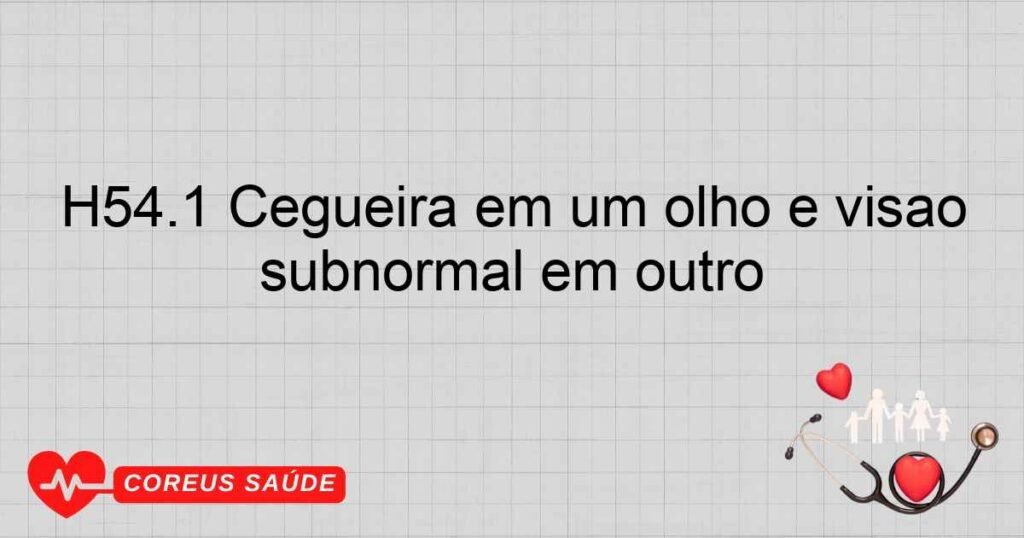 H54.1 Cegueira em um olho e visão subnormal em outro
