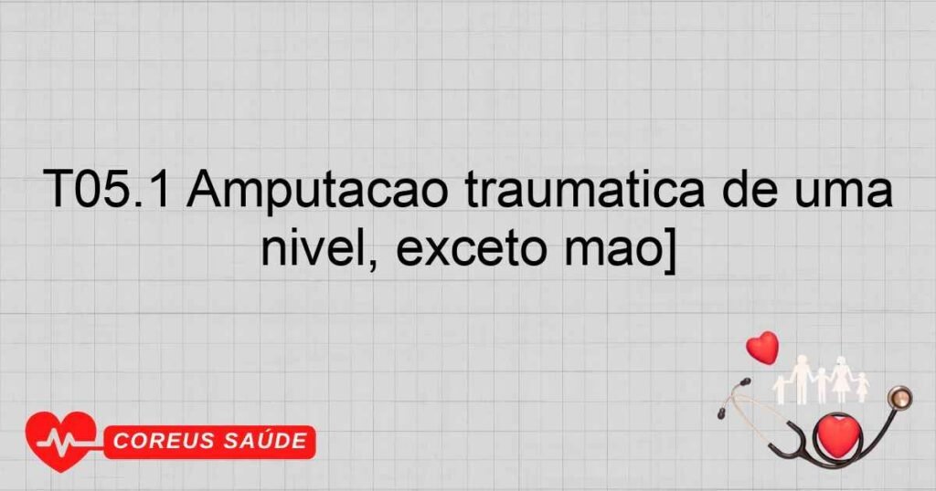 T05.1 Amputação traumática de uma mão e de um outro braço [qualquer nível, exceto mão]