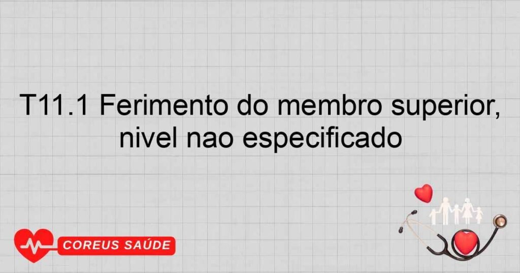 T11.1 Ferimento do membro superior, nível não especificado T11.1 Ferimento do membro superior, nível não especificado