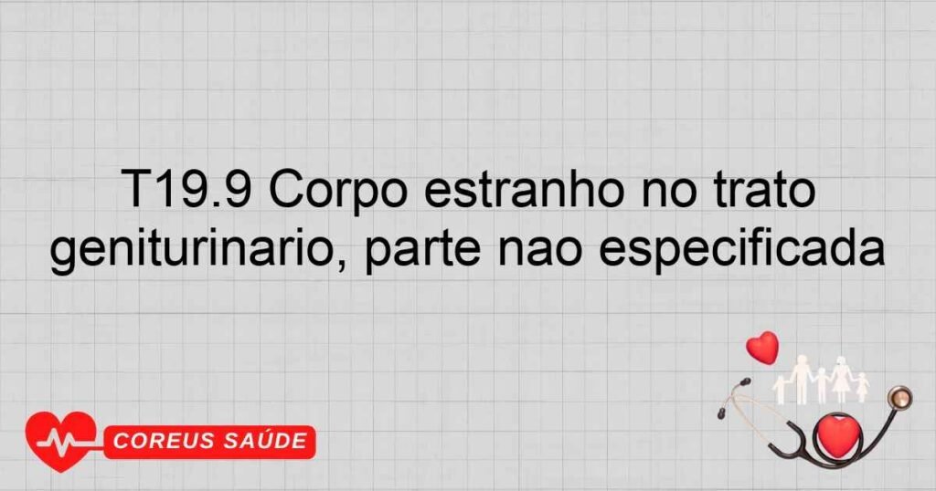 T19.9 Corpo estranho no trato geniturinário, parte não especificada T19.9 Corpo estranho no trato geniturinário, parte não especificada