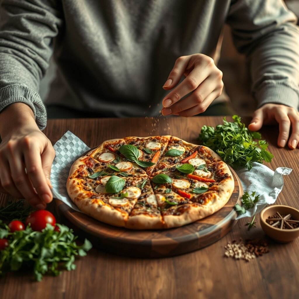 Pizza fit de lentilha com temperos: receita saudável e saborosa