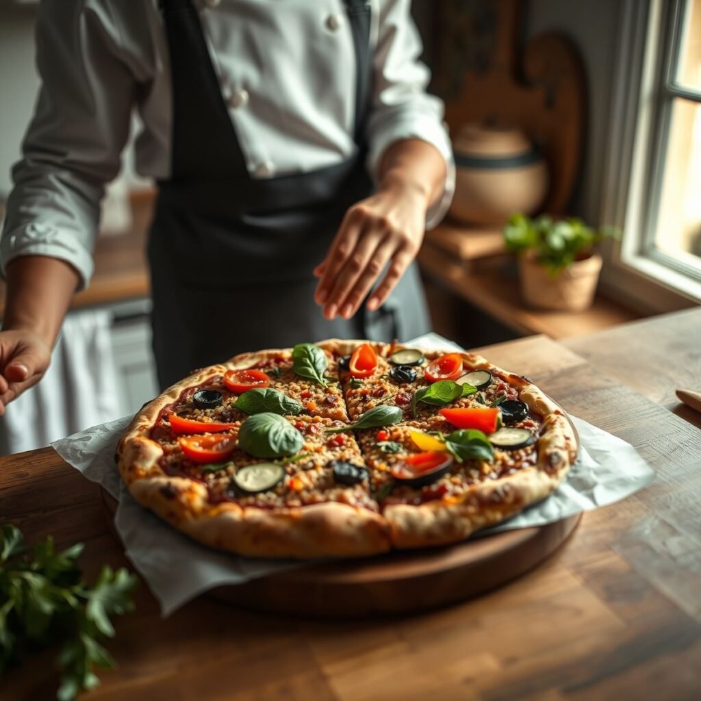 Pizza fit de quinoa com legumes: receita saudável e deliciosa Pizza fit de quinoa com legumes: receita saudável e deliciosa